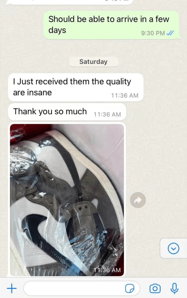 Produit reçu par un client