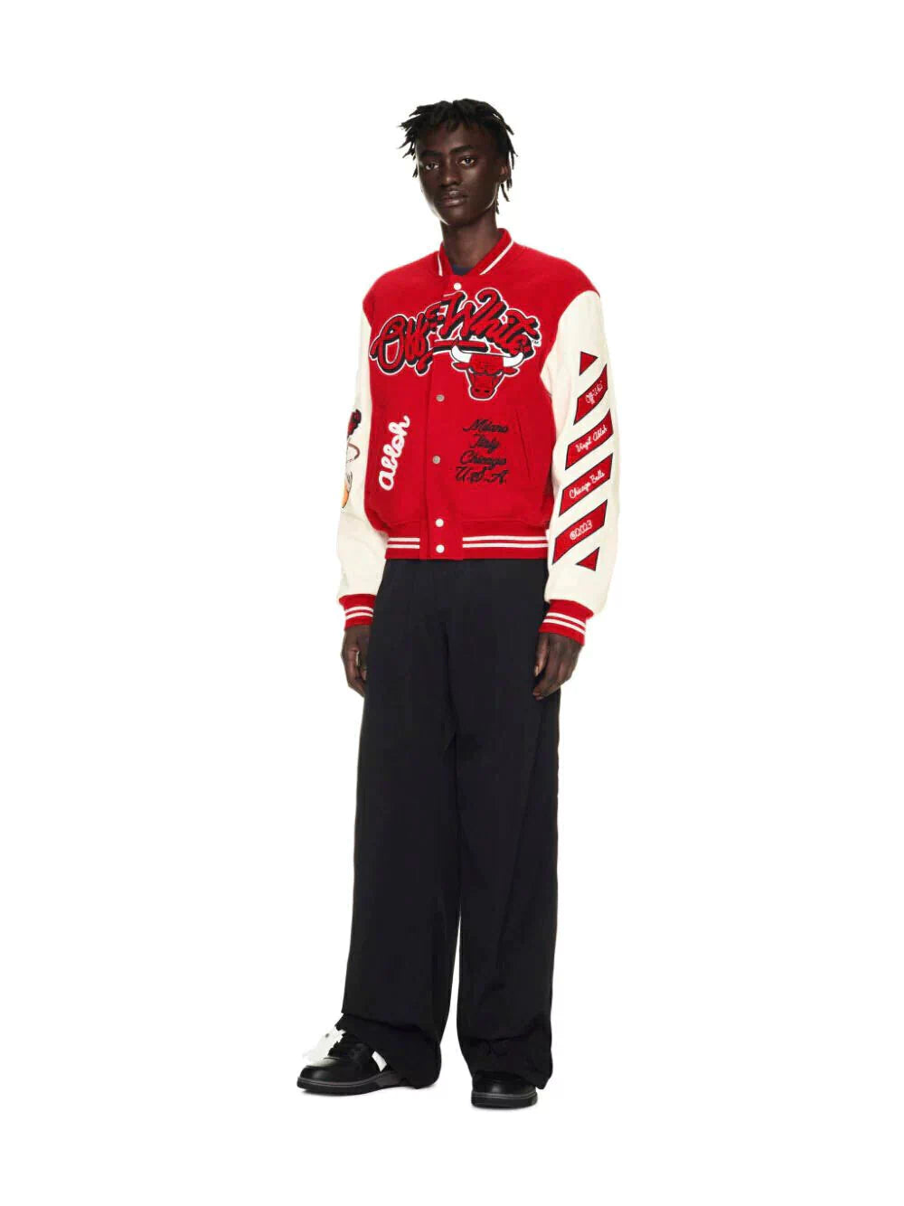 Off White c/o Chicago Bulls Red Varsity Jacket – Image 3