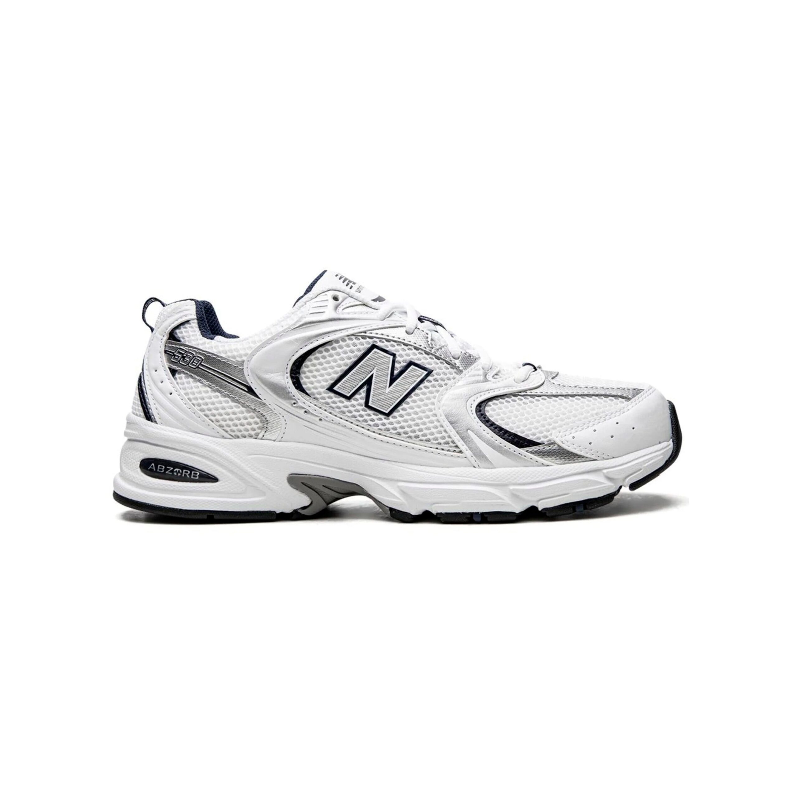 New Balance 530 White, Silver & Navy blue – Image 2