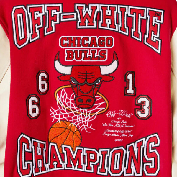 Off White c/o Chicago Bulls Red Varsity Jacket
