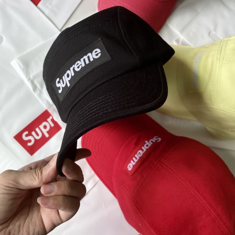 Supreme Washed Chino Twill Camp Black Cap